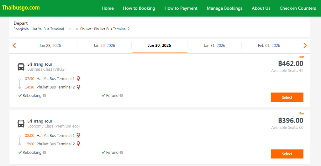 hatyai to phuket bus ticket